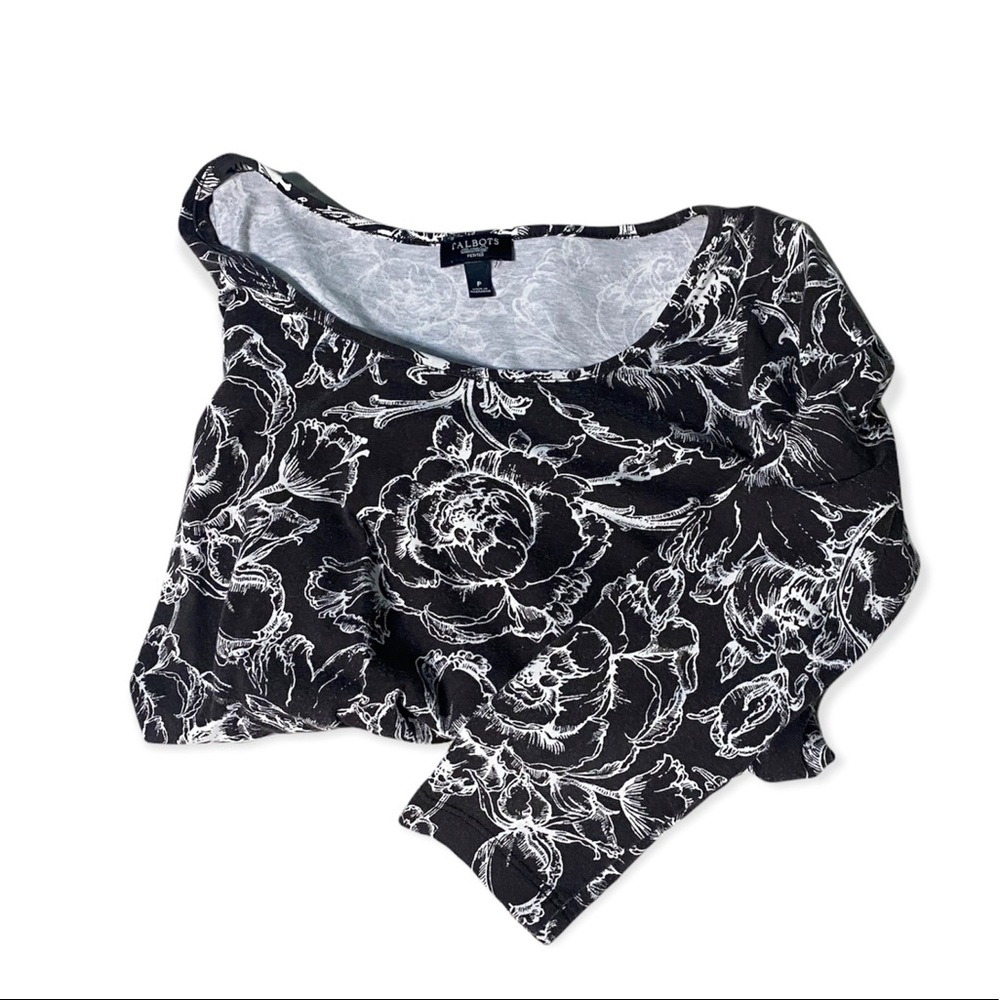 brown floral quarter sleeve blouse